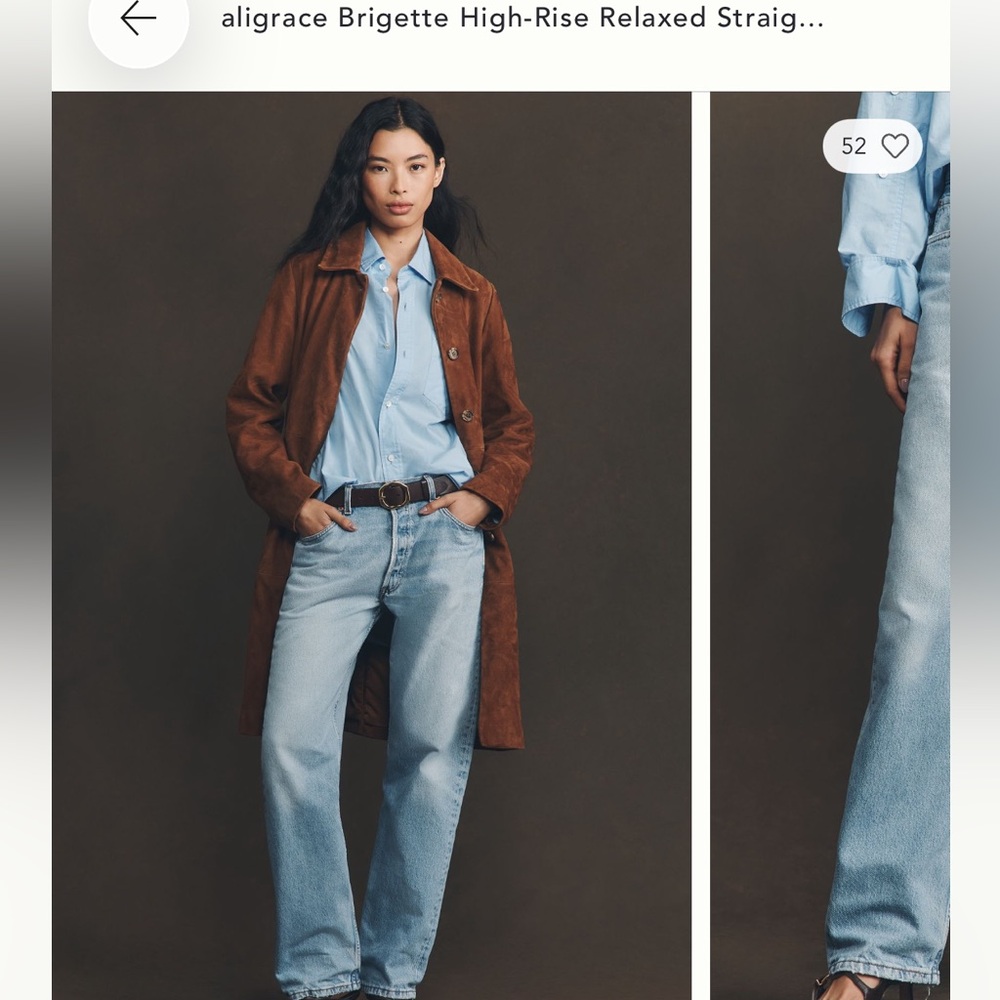 aligrace High-Rise Straight Leg Jeans - Light Blue